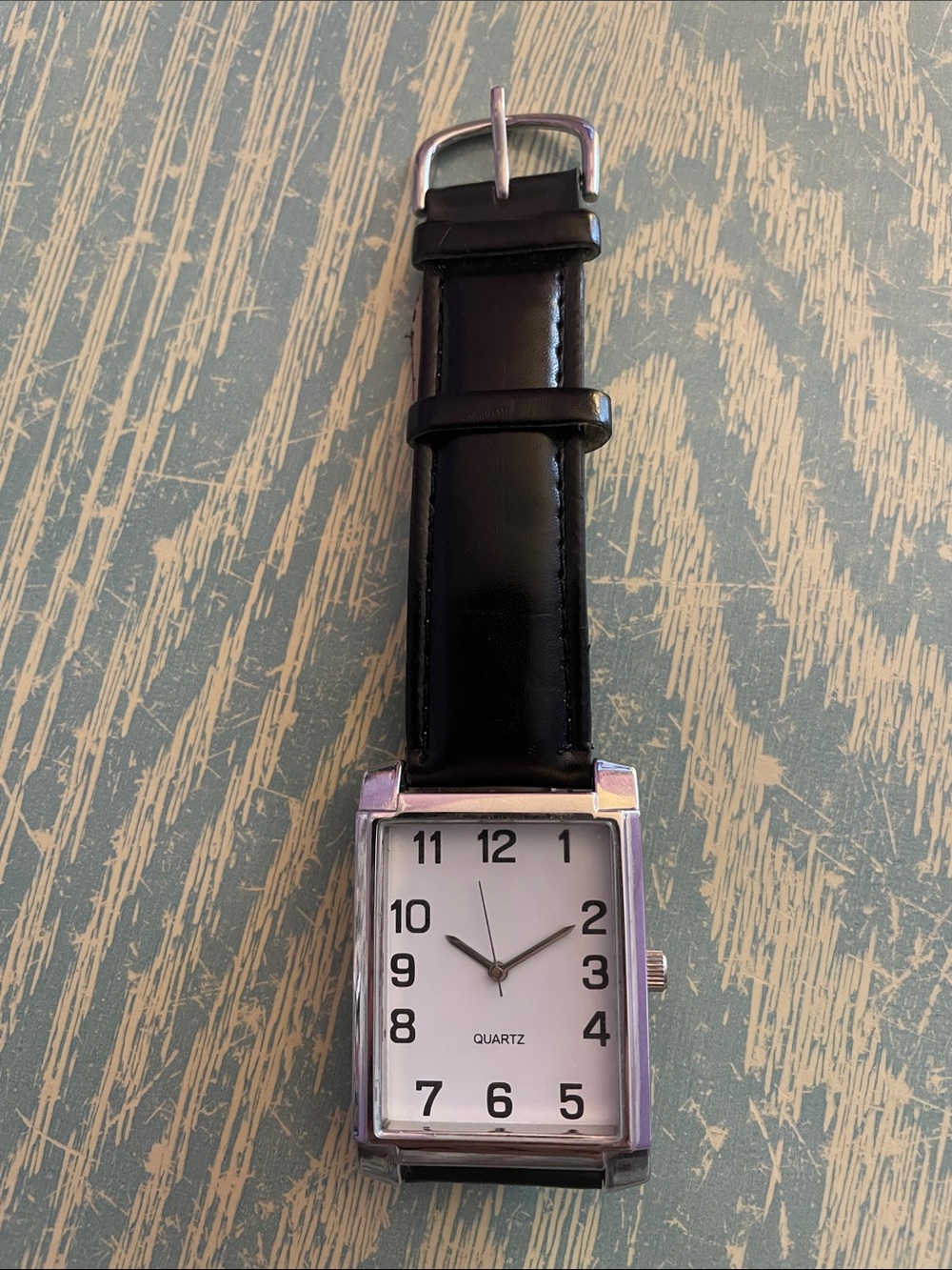 Vintage Large Rectangle Face Watch Faux Leather Unisex